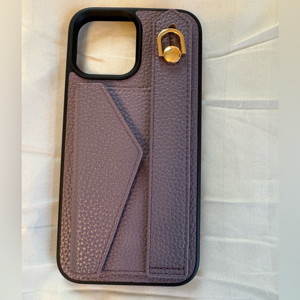 Purple Leather Phone Case with Gold Accent